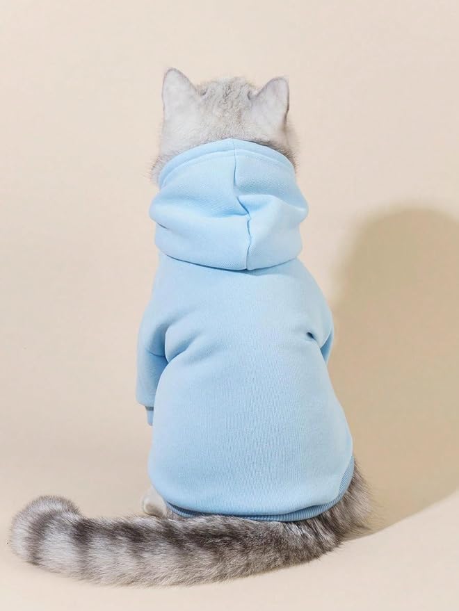 Basic Dog Hoodie Sweatshirt Puppy Sweater Warm Cat Costumes Pet Clothes for Chihuahua Puppy Kitten Small Medium Dogs Light Blue XX-Small