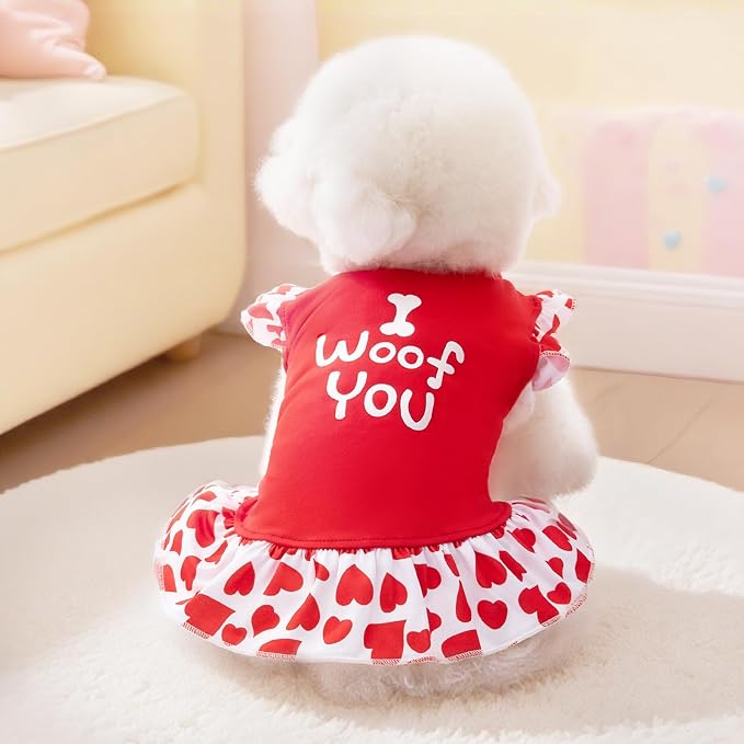 XPUDAC 4 Pieces Dog Dress Girl Clothes for Dogs Girl Flower Dresses for Small Dogs Apparel Colorful Small Dog Clothes Female (Medium, 4 Flower)