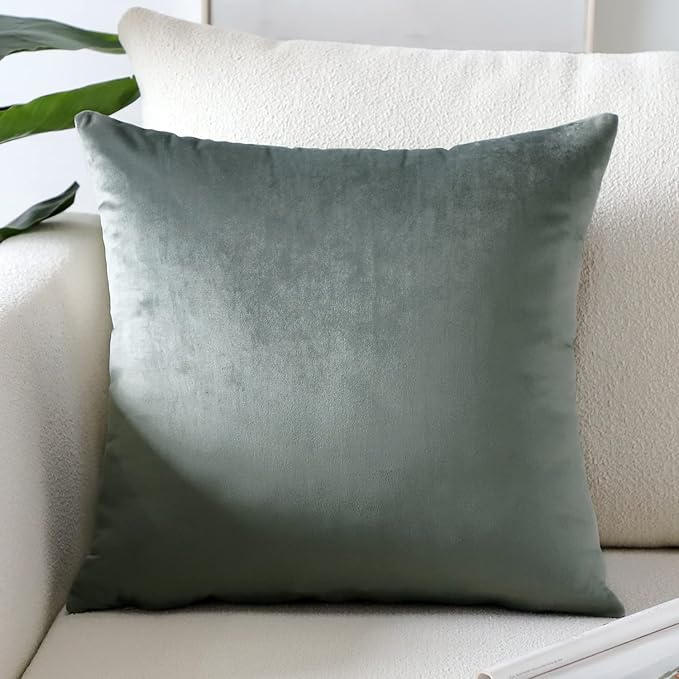 Artscope Luxury Velvet Pillow Covers Super Soft Decorative Square Throw Pillow Covers Case Cushion Covers for Sofa Couch Bedroom Car Decor 22x22 Inch Dark Grey