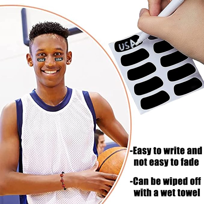 200 Pairs Sports Eye Black Stickers for Kids,Eye Strips Sports Eye Stickers Breathable Eye Strips for Baseball Football Softball Lacrosse Fans on Game Day,with 1 White Pencil (Yellow2)