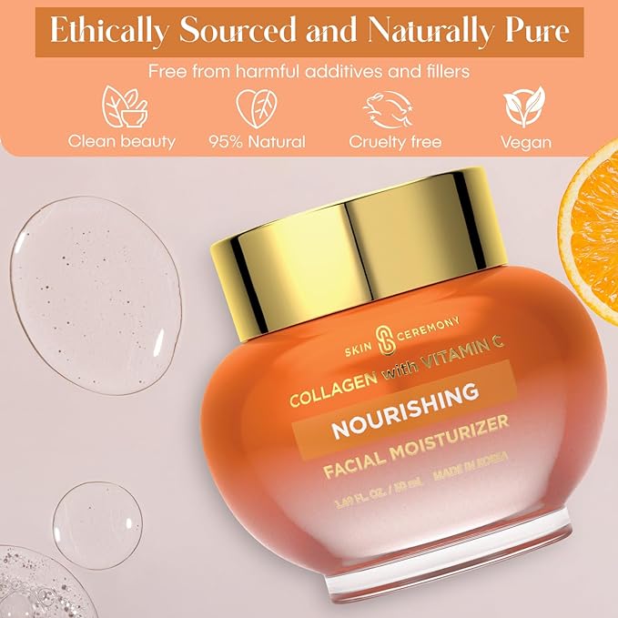 Collagen & Vitamin C Nourishing Moisturizer - Reduces Wrinkles & Fine Lines, Smooths Skin - Dermatologist Tested, Clean Beauty, Korean Skin Care - 1.69 FL.OZ. (2 Pack)
