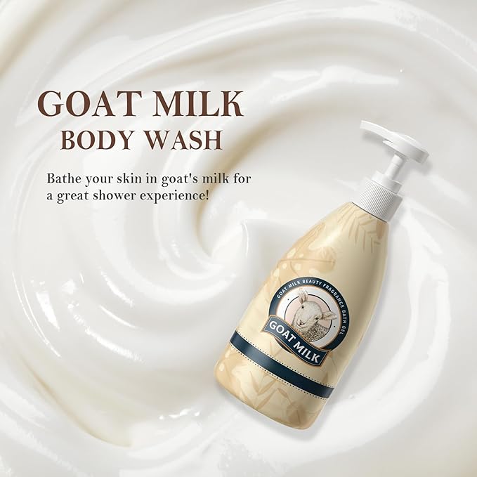 Goat Milk Moisturizing Body Wash,Hydrating Shower Gel for Men & Women,Mild Gentle Body Cleanser,Nourishing Skincare Body Wash for All Skin Types, 500 ML(A)