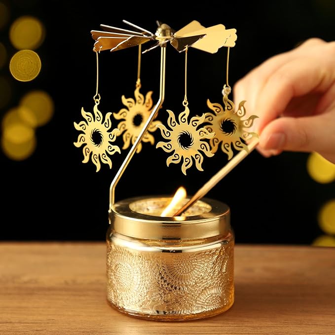 Sun Rotating Scented Candle, Gifts for Women Mom Daughter Sister Wife | Birthday Gifts for Women Friendship, Unique Candle Gift for Christmas Anniversary Mothers Day