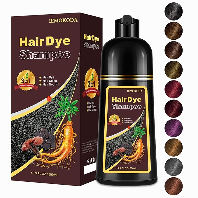 Agthyuve Hair Dye Shampoo 3 in 1, Black Hair Dye 16.9 FL Oz, Hair Shampoo, Semi-Permanent Hair Color Shampoo, Lasts 30 Days (Black)