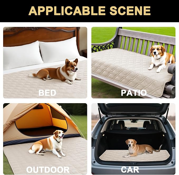 PrinceDeco Couch Cover for Dogs Waterproof Blanket Sofa Covers for 2 Cushion Washable Non-Slip Sofa Slipcover for Furniture, Crate, RV Seats,Car, Pet Puppy Essentials(30.5x62 Inch, French Oak)