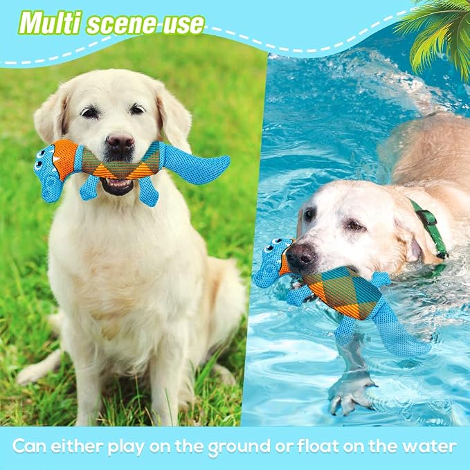 EXPAWLORER Floating Dog Toys Squeaky Toys - 2 Pack Dog Water Toys for Pool Fetch, Durable Oxford Fabric Pet Chew Toy Summer Outdoor Interactive Play, for Small Medium Breeds