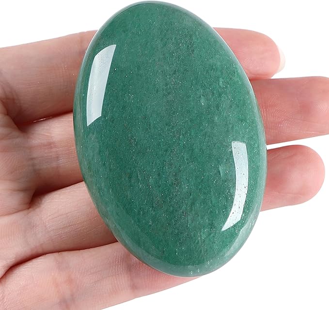 ZHIYUXI 2.4" Green Aventurine Crystals and Stones Crystal Decor Gemstones Energy Balancing Therapy Polished Stones Palm Stone Mediation Gifts 1PC