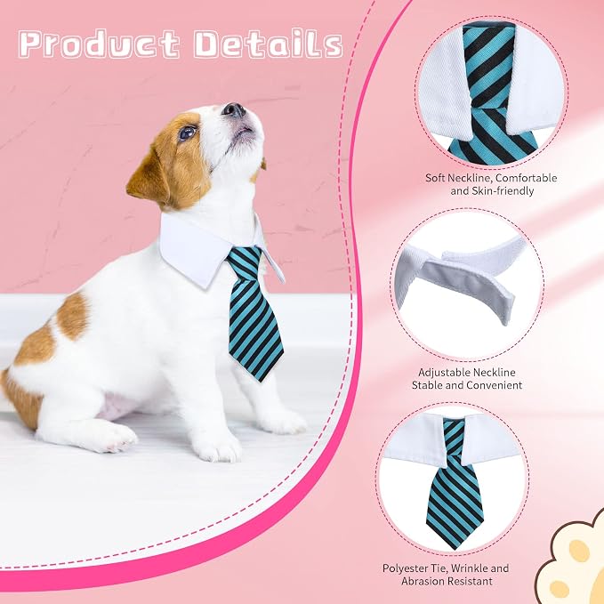 Weewooday 8 Piece Pet Costume Set for Small Dogs & Cats Tie Collars and Sunglasses for Halloween, Cosplay, Party, and Photo Shoot