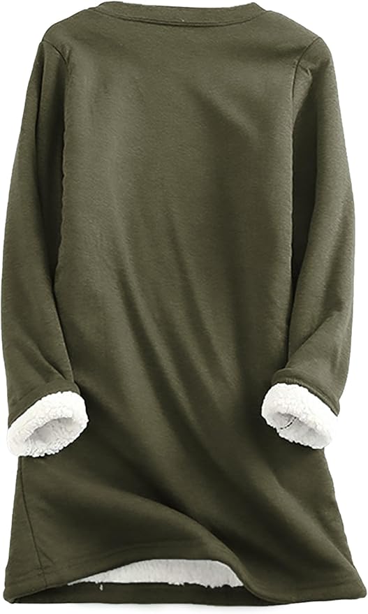 Yeokou Women Warm Sherpa Lined Fleece Crewneck Sport Sweatshirt Pullover Loungewear