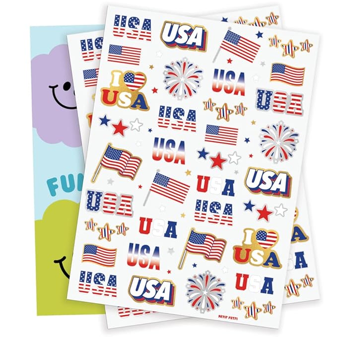 xo, Fetti Fourth of July Decorations Tattoos - 70 styles | Red White and Blue Party Supplies, 4th of July, USA Flag, Memorial Day