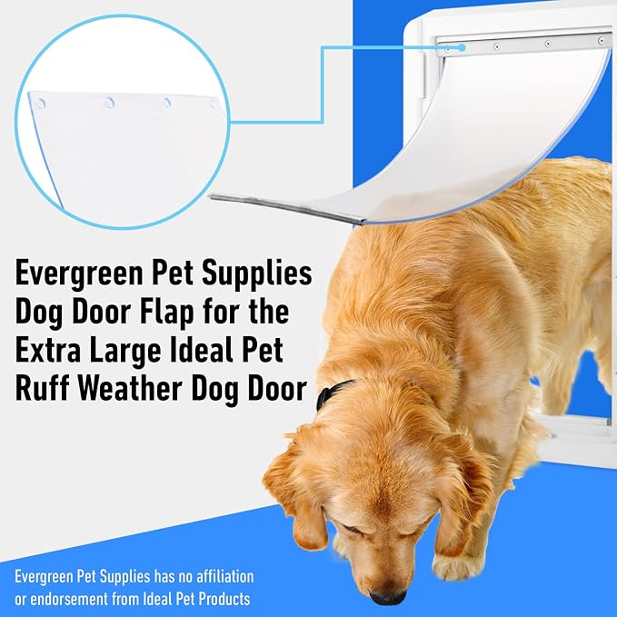 Evergreen Pet Supplies Dog Door Replacement Flap - All-Season Weatherproof Door Seal - Quick DIY Installation for Pet Supply - Sturdy Aluminum Construction for Dog Supply - 9.75 in x 17 in, White