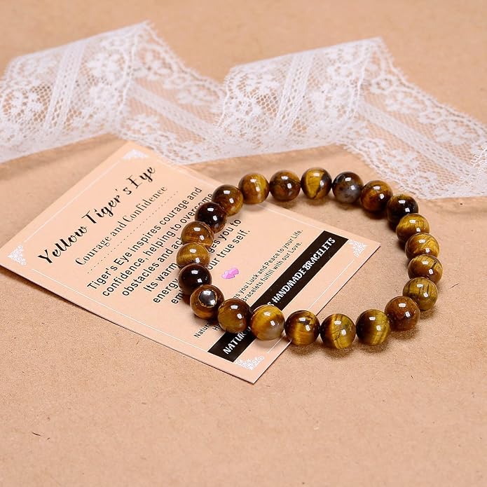 AD Beads Handmade Gemstone Stretch Elastic Bracelet Crystal Healing Reiki Nature's Beauty and Spiritual Essence Unisex
