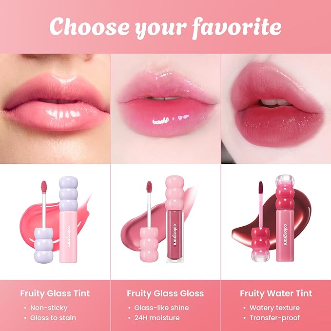 COLORGRAM Fruity Glass Tint 05 Soft Persimmon | Korean Long Lasting & Waterproof Lip Stain | Glossy Dewy Lip Gloss, Highly Pigmented Subtle Coral Beige Shade with Glowing effect 0.11 Oz.
