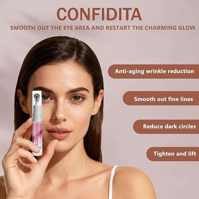 CONFIDITA Eye Revive Cryo Serum – Cooling Anti-Aging Eye Treatment with Metal Massage Tip to Reduce Wrinkles, Dark Circles & Puffiness, 10ml