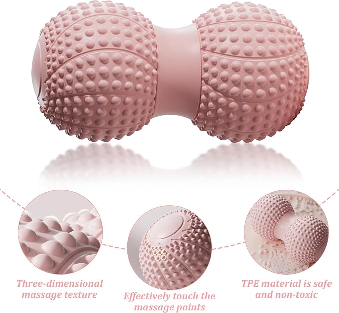 Peanut Massage Ball for Deep Tissue, Trigger Point Therapy, Myofascial Release – Double Lacrosse Foam Roller for Back, Neck, Foot, Muscle Relief, Yoga & Physical Recovery (Black)