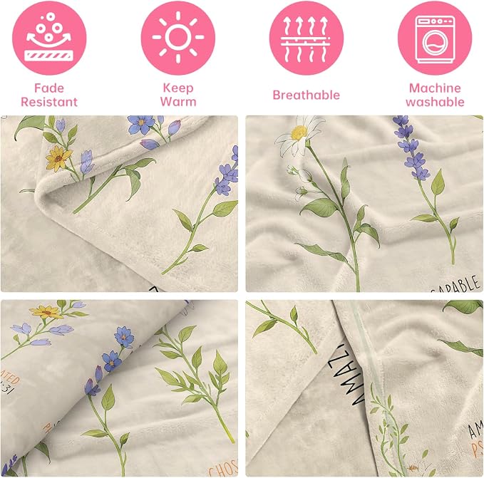 COMFAR Christian Gifts for Women Faith, Inspirational/Religious/Spiritual Gifts for Adults, Soft Throw Blankets for Women/Men, Personalized Blankets for Adults 40"x 50"