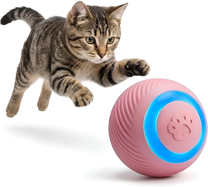 Interactive Cat Toy Ball - Automatic Interactive Cat Toys for Indoor Cats, Rechargeable Cat Enrichment Toys for Small/Medium/Large Cats to Keep Them Busy