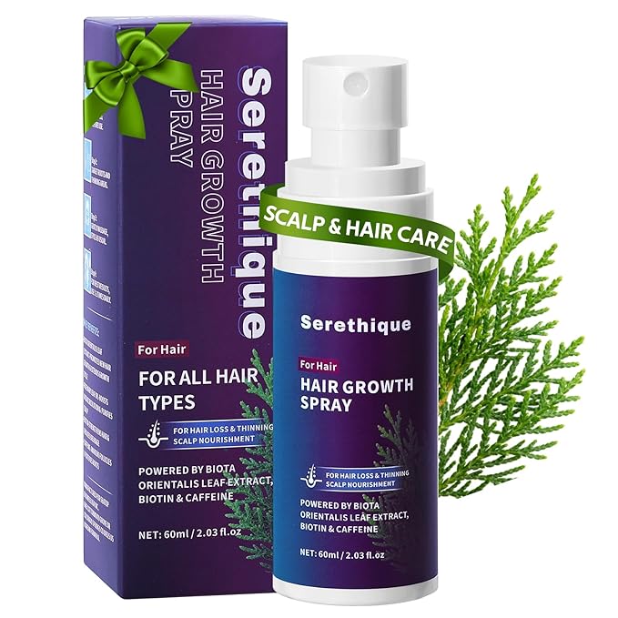 Hair Growth Serum Spray with Rosemary Oil, Biotin & Caffeine, Fast Absorbing Non-Greasy Scalp Serum for Fuller-Looking Hair, Alcohol-Free Nourishing Scalp Spray for Women & Men, 60ml