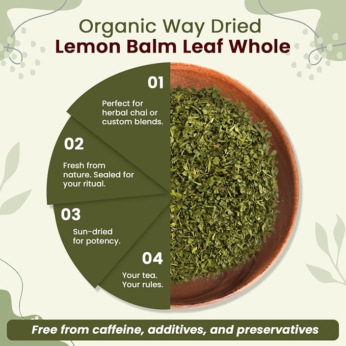 Organic Way Lemon Balm Leaf Whole (Melissa officinalis) - Herbal Tea | Organic & Kosher Certified | Vegan | Raw, Non GMO & Gluten Free | USDA Certified | Origin - Albania (2 Ounce (Pack of 1))