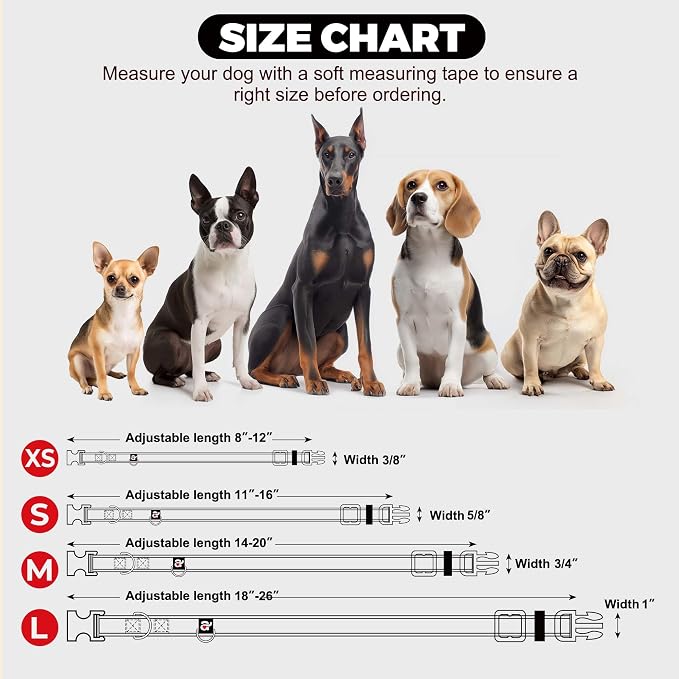 azuza Reflective Dog Collar, Neoprene Padded Puppy Collar, Rust Red, XS