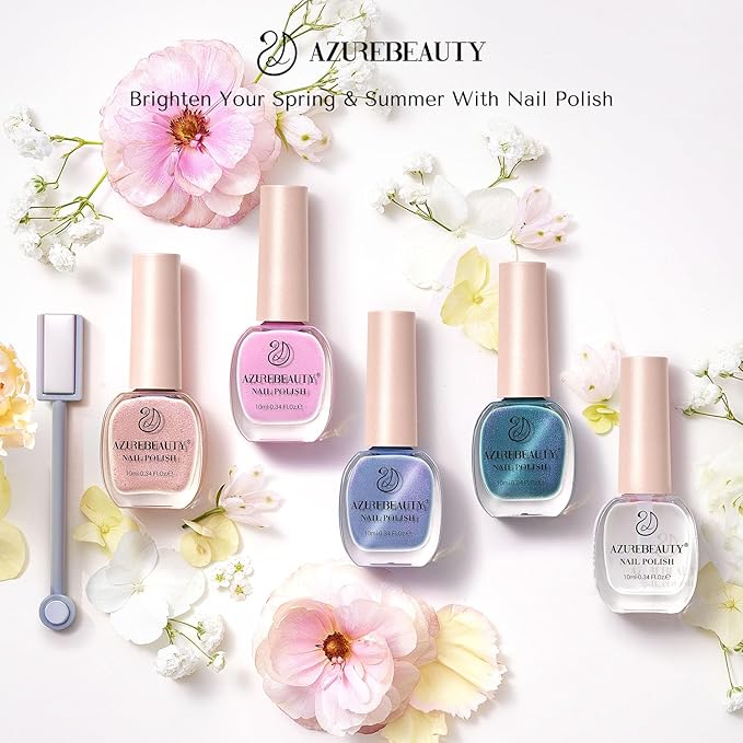 AZUREBEAUTY Magnetic Cat Eye Nail Polish Set – 2 Cat Eye & 2 Glitter Colors with Top Coat, Chrome Shimmer Gel Effect, Quick Dry Long Lasting DIY Nail Kit for Salon Home