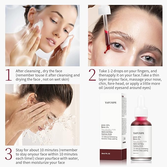 AHA 30% + BHA 2% Peeling Solution Exfoliating Chemical Skin Peel for Face at Home Facial Mask Red Peeling BHA Liquid Exfoliant Acid Peels Salicylic Acid Exfoliators Acid Peel for Face 1Floz