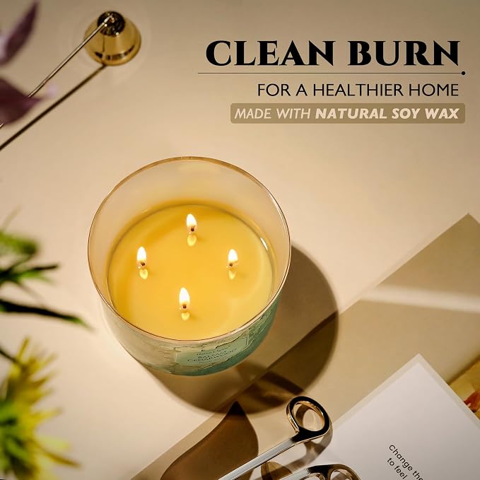 HomeLights Balsam Cedarwood Scented Candles | 18oz Soy Candles Industrial Chic 4-Wick Large Candle Jars | Ideal Candle Gifts for Events, Home Decor Stress, Relief & Relaxation
