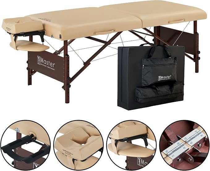 Master Massage 30" Del Ray Pro Portable Massage Table (30" Width x 84" Length) with Adjustable Table Height, 750lbs. Working Capacity- Massage Bed, Tattoo Table, Lash Table