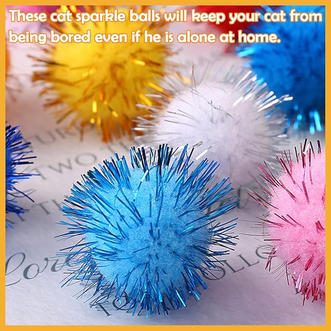 PET SHOW 20 Pack Cat Toys Sparkle Ball 1.77inch for Indoor Cats Kitten