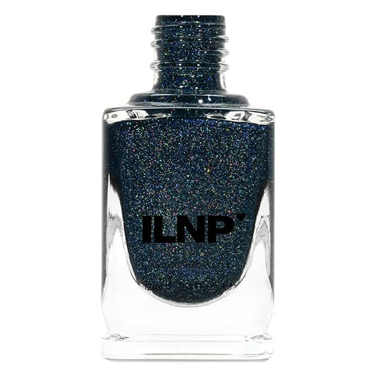 ILNP After Midnight - Prussian Blue Holographic Nail Polish with Gold Accents, Chip Resistant Manicure, Non-Toxic Nail Lacquer, Vegan, Cruelty Free, 12ml