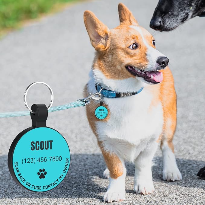 MYLUCKYTAG Silent Silicone QR Code Pet ID | Personalized Dog & Cat Collar Tag | Online Profile with Scanned Location Alert Email