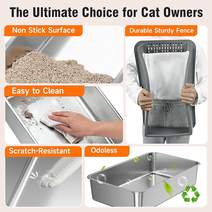 L2 Stainless Steel Litter Box (Dark Grey XL)