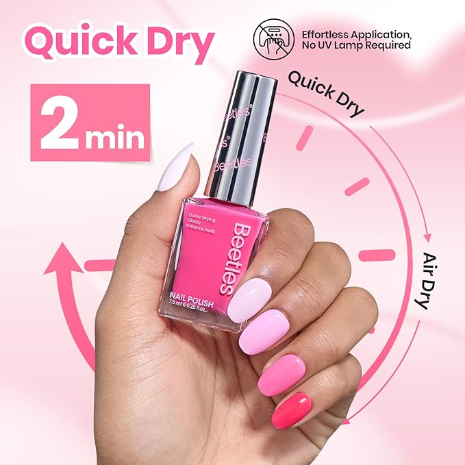 Beetles Pink Nail Polish Set - Love in Echo 6 Colors Quick Dry Spring Nail Polish Set 7.5ml/0.25 Fl Oz, Salon Long Lasting DIY Pastel Nails Art Spring Nails Gifts for Her