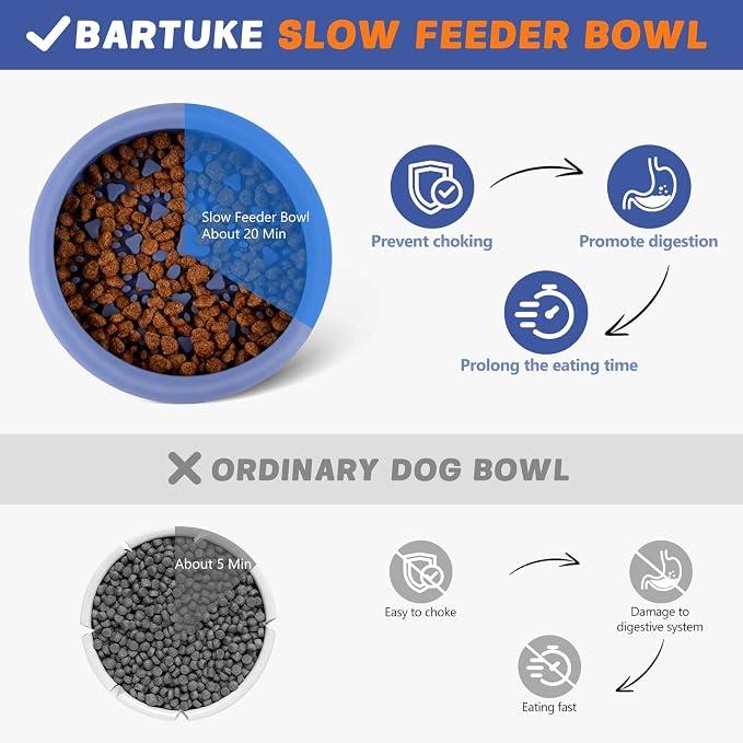 Silicone Dog Lick Bowl, Slow Feeder Dog Bowls with Strong Suction, Blue