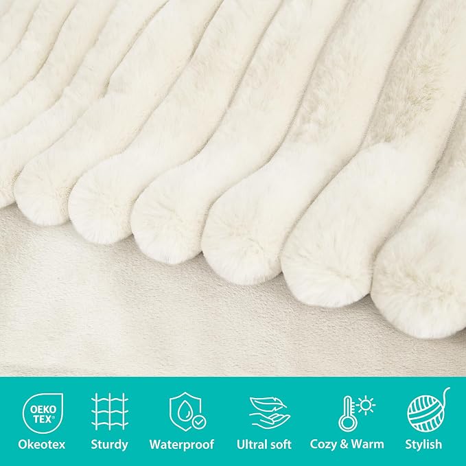 Waterproof Pet Blanket for Large Dogs & Cats - Reversible Calming Plush, Washable Furniture Cover for Couch, Bed, Car Seat, Blocks Leaks, Stains & Pet Fur (Cream, 30"x40")