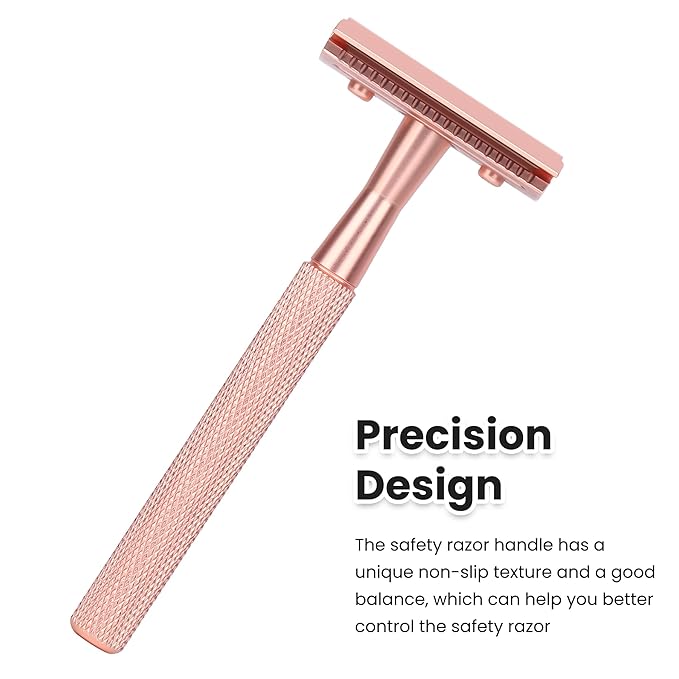 Keropy Single Blade Razor For Women With 10 Premium Stainless Steel Reusable Safety Razor Blade, Woman One Blade Razor, Rose Gold