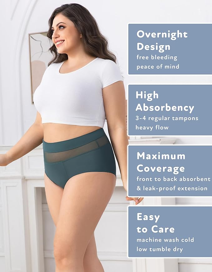Goat Union Overnight Period Underwear for Women Heavy Flow, Leakproof Menstrual Panties Full Coverage