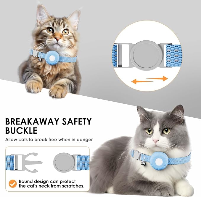 GPS Tracker for Cats (iOS Only), MINI GPS Cat Tracker, Pet Tracker, No Monthly Fee, Compatible with Apple Find My, Anti-Lost, Finder Tag for Vehicles, Pets, Kids, Items (Blue)