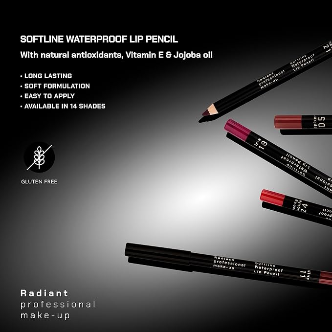 Radiant Professional Waterproof Lip Liner Pencil - Long Lasting Lip Liner for Defined Lips - Soft & Creamy Lipliner with Vitamin E - 1.20 g, (02 HAZELNUT)