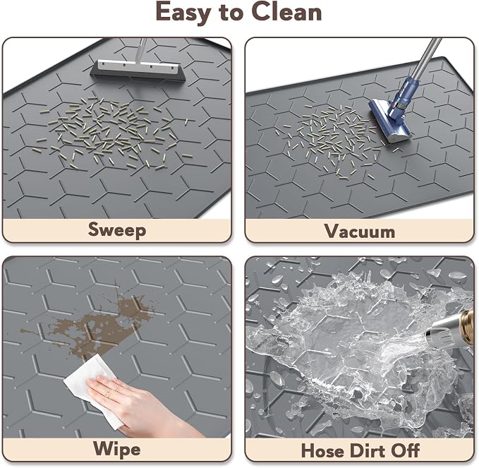 Garoopion Silicone Cat Litter Mat Large 40" X 28", Easy to Clean, Dark Gray | Large Size Waterproof Silicone Mat with Raised Edges, Catch Litter, Protect Floor from Urine, Multi-Use for Dog/Sink/Kitchen
