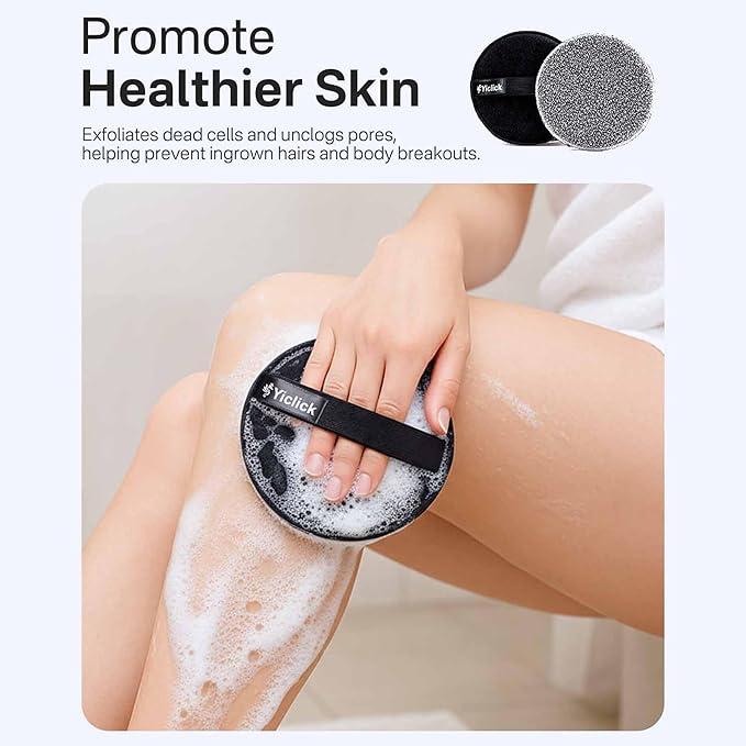 Yiclick Exfoliating Body Scrubber (2 Pack), Body Exfoliator Scrubber, Exfoliating Sponge for Shower Bath, Shower Loofah Luffa Lufa with Handle, Dead Skin Exfoliator for Body Scrub, Men Women