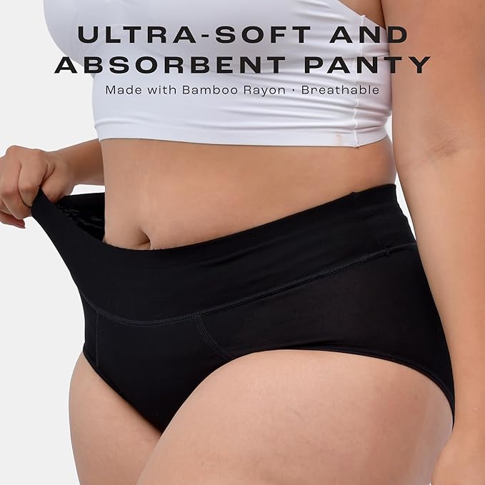 Bambody Absorbent Period Panties - Bamboo Rayon - Leakproof Period Underwear for Women and Teens - All-Day Long Protection
