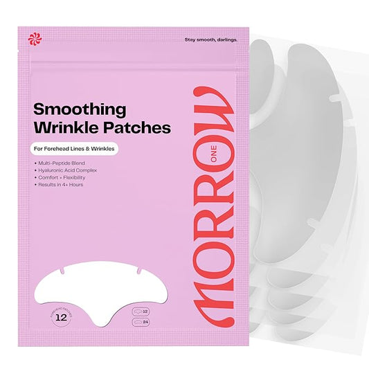 Morrow One - Peptide-Infused Smoothing Forehead Wrinkle Patches - Overnight Patches for Smoothing Fine Lines and Wrinkles, Anti Aging Stickers for Forehead, Bonus Smile Line (36 Count)