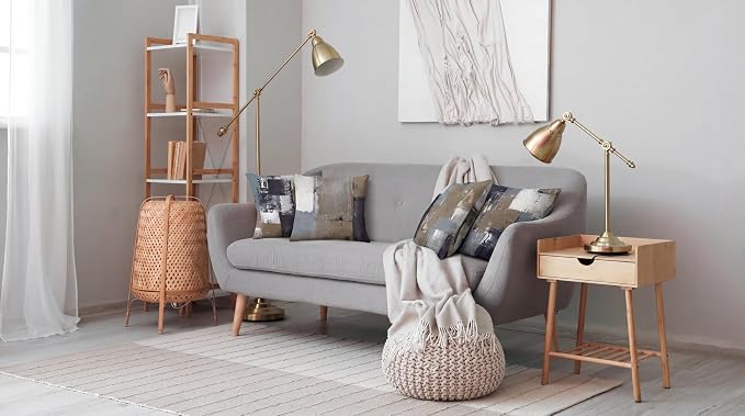 Brown Grey Abstract Throw Pillow Covers 20x20 Set of 4 | Brown, Grey & Taupe Modern‑Art Cushion Cases, neutral accent pillowcases for sofa, bedroom & chair