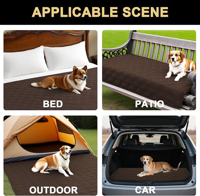 PrinceDeco Dog Bed Cover Blanket 52x82,Waterproof Pet Blanket Sofa Covers Washable Furniture Protector for Sofa, Sectional, Bed, Crate, Car & RV, Tear-Resistant Anti-Slip Backing,Brown