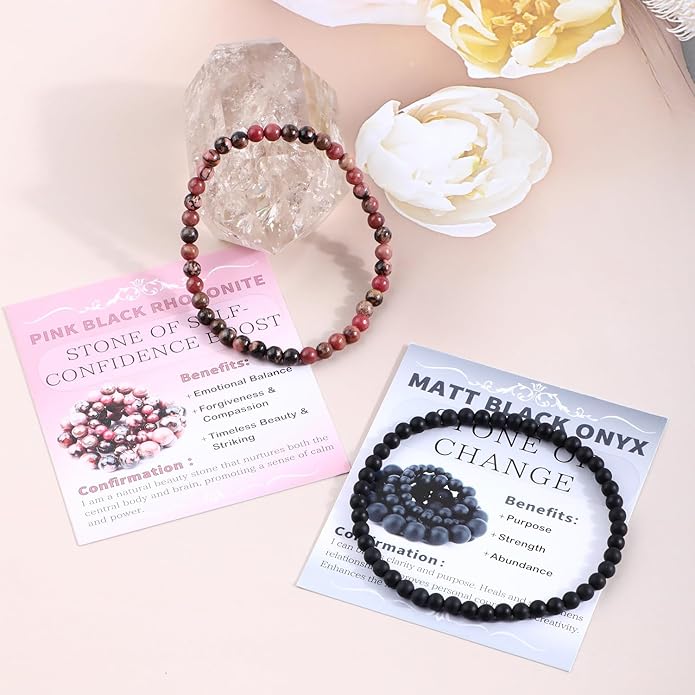 NCB 2.3-Piece 4mm Natural Crystal Gemstone Stretch Bracelets – Handmade Reiki Energy Healing Jewelry for Meditation,Yoga, Unisex