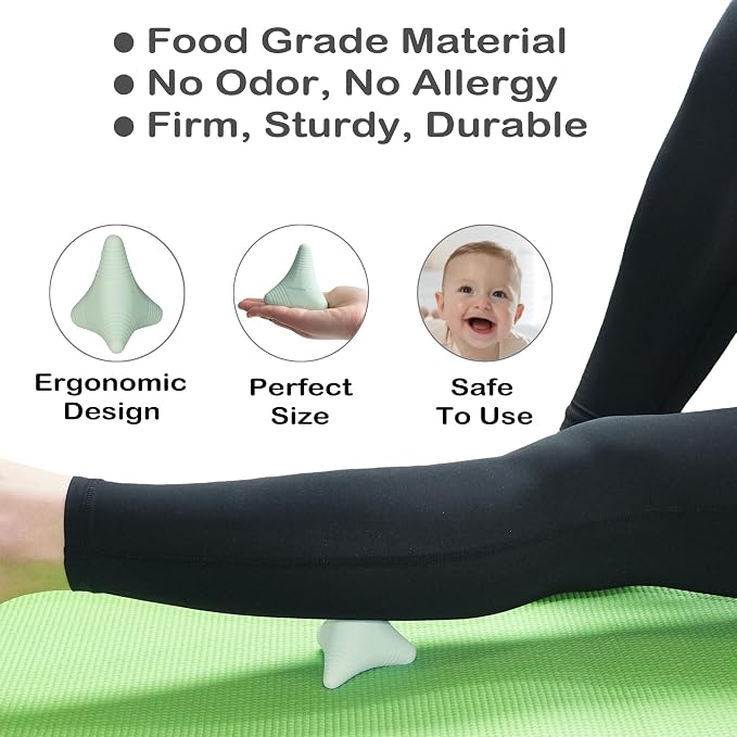 Trigger Point Massage Ball, Manual Massager Tool for Muscle Knot Deep Tissue Relief Myofascial Release Physical Therapy Hip Flexor Iliacus Psoas Hand Foot Back. 2.8×2.9” (Green)