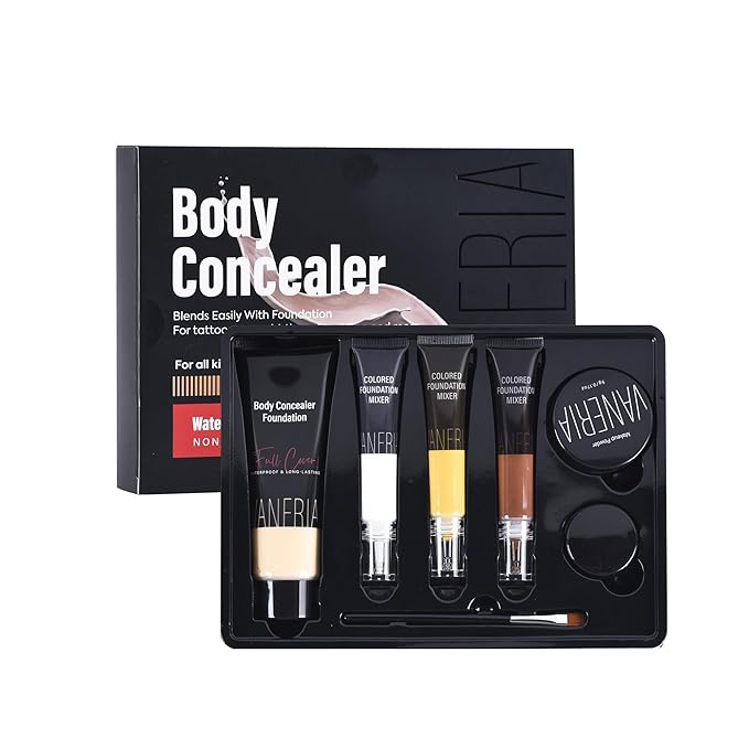 VANERIA Body Concealer, Tattoo Cover Up, Tattoo Cover Up Makeup Waterproof, Suitable For Scars, Birthmarks, Vitiligo and All Kinds Of Skin Tone, 3 Colors, 283g