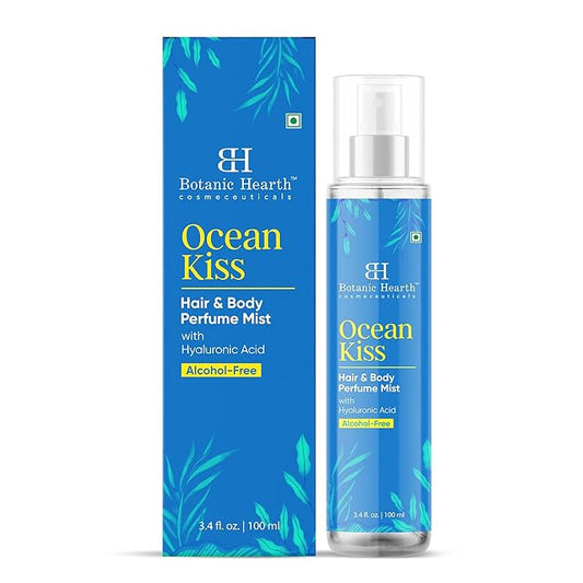 Botanic Hearth Ocean Kiss Hair Perfume & Body Mist, Long-Lasting Hair Deodorizer & Body Scent for Women & Men, Alcohol-Free Clean Fragrance Hair Spray For Everyday Wear, All Day Freshness, 3.4 Fl Oz
