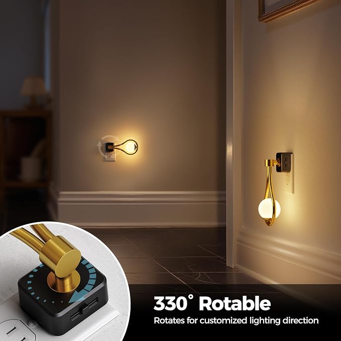 LED Night Light, Night Lights Plug into Wall, 0-100LM Dimmable | Nightlight, 330° Rotating with Dusk to Dawn Sensor, Adjustable Brightness for Kids, Bathroom, Bedroom, Hallway, Stairway